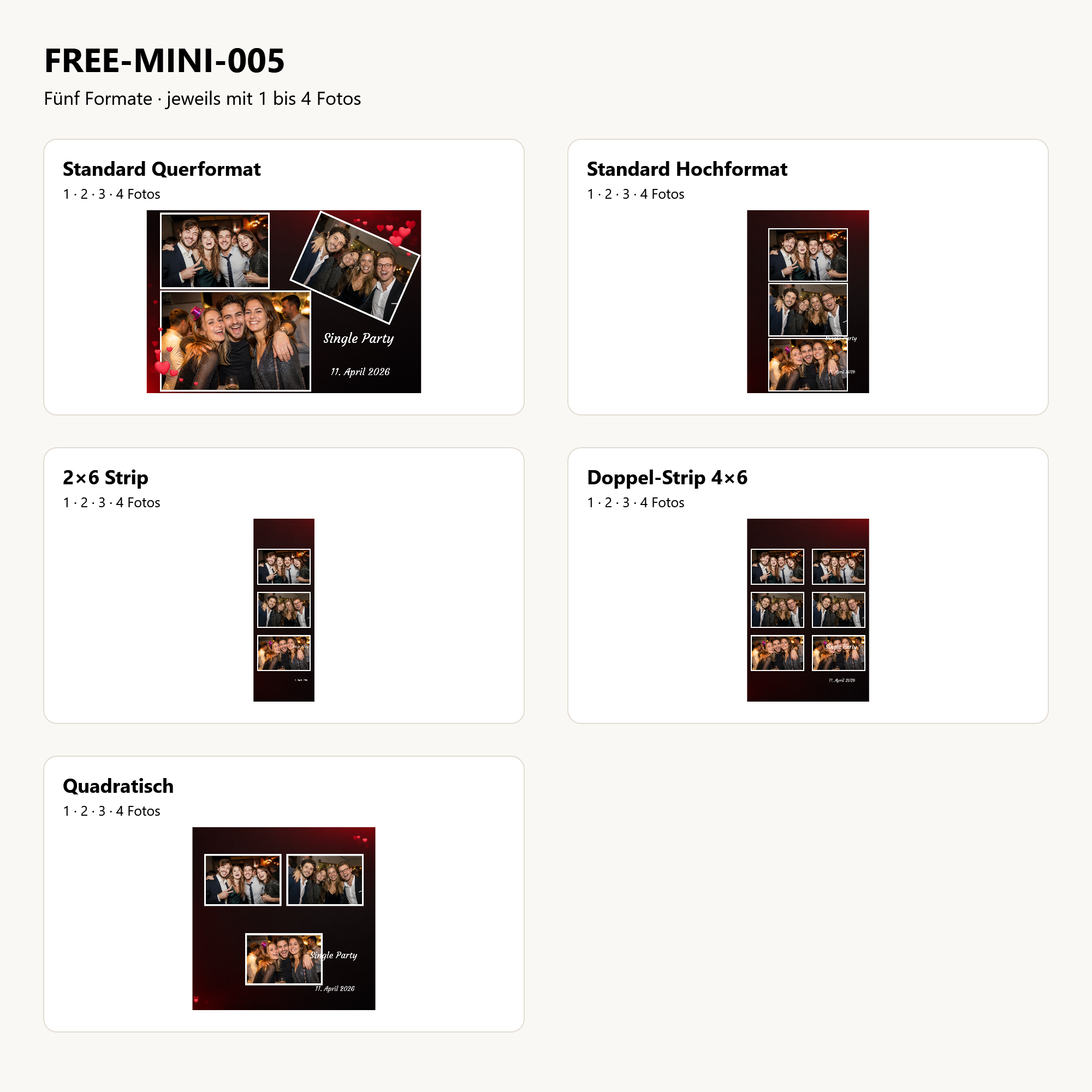FREE-MINI-005 Fotoboxvorlagen-Paket – Layoutübersicht